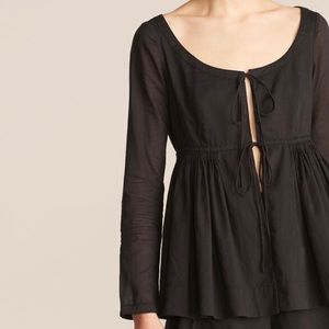 NWT Rebecca Taylor Black Cotton Voile Soft Shirt Jacket Size Small